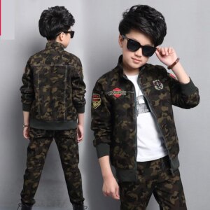 Male child clothing autumn set camouflage cotton 100% 2023 sports sets child spring boy long-sleeve + pants 2pcs