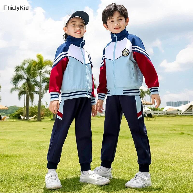 Children School Uniforms Girls Colorant Jacket Polo Shirt Pants Boys Sport Coat Outfit Kids Outwear Toddler Students Clothes Set - Image 4